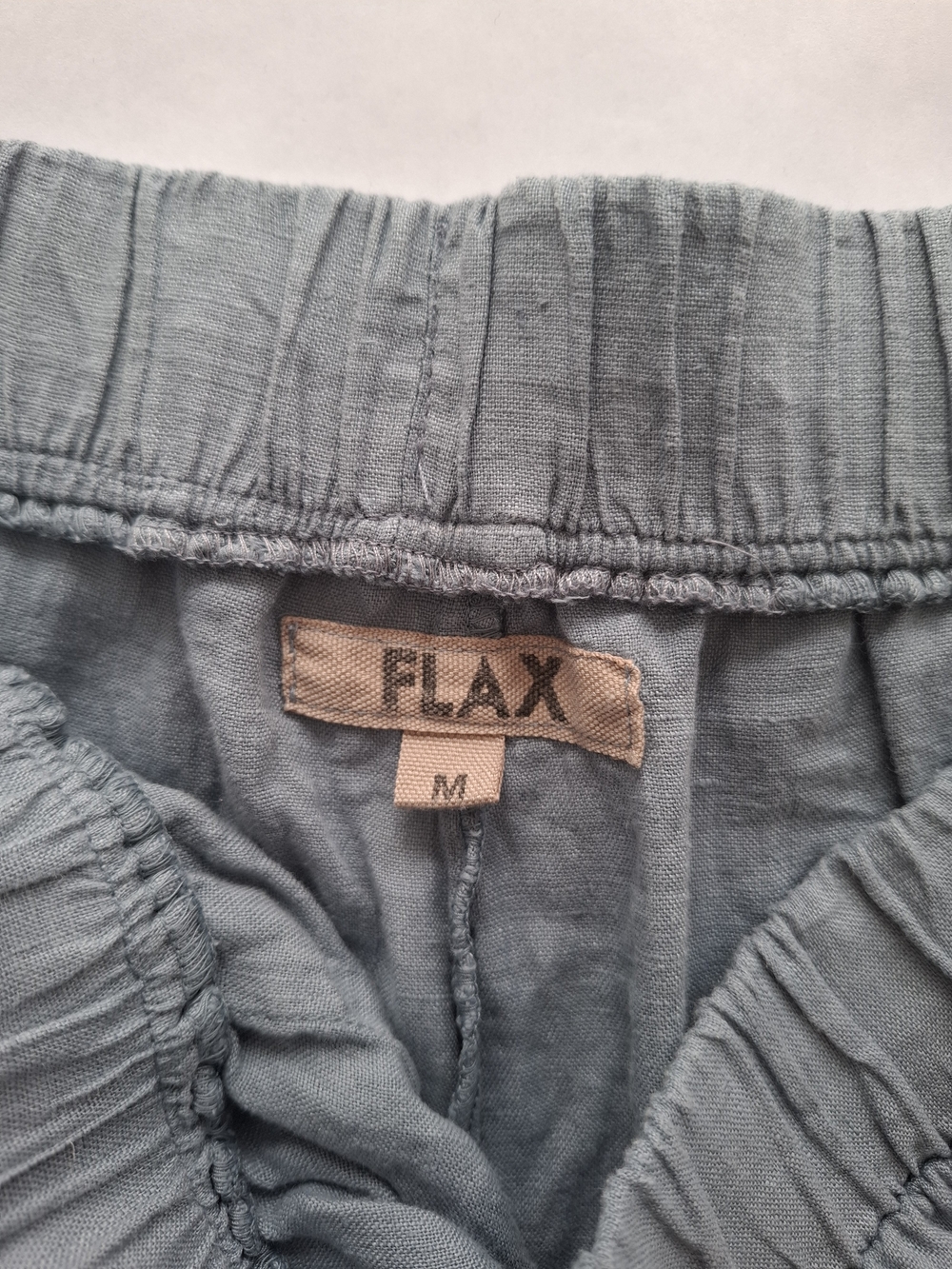 Flax Soft Blue Linen Elastic-Waist Bermuda Shorts SZ M - Picture 3 of 9